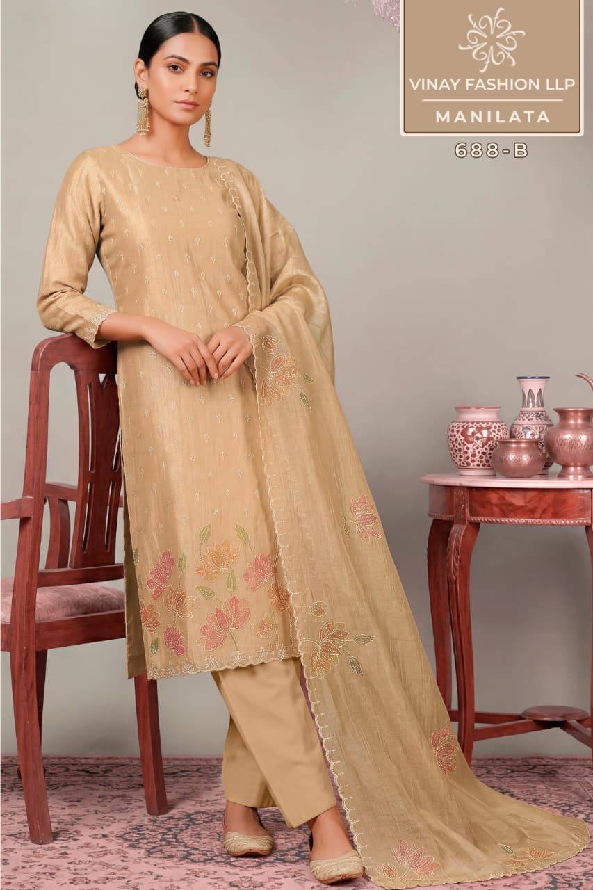 MANILATA by KULEESH  688a to 688d series casual wear PREMIUM SALSA SILK dresses At Wholesale Price
